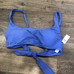 Blue Aerie Textured Tie Back Bikini Top